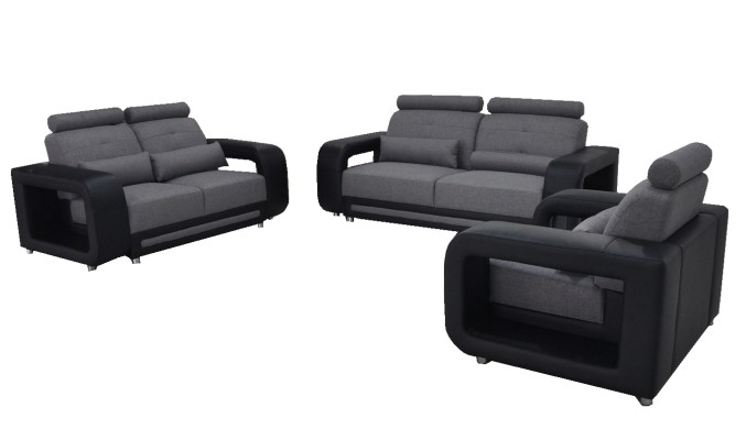 Sofa mit USB Garnitur Couch Polster Design Sitz Komplett Set Leder Stoff Neu