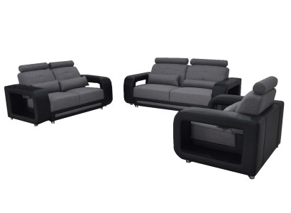 Sofa mit USB Garnitur Couch Polster Design Sitz Komplett Set Leder Stoff Neu