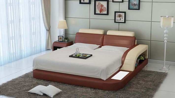 Дизайнерские кровати из кожи для спальни Luxus Bett в размерах 140/160/180 см.