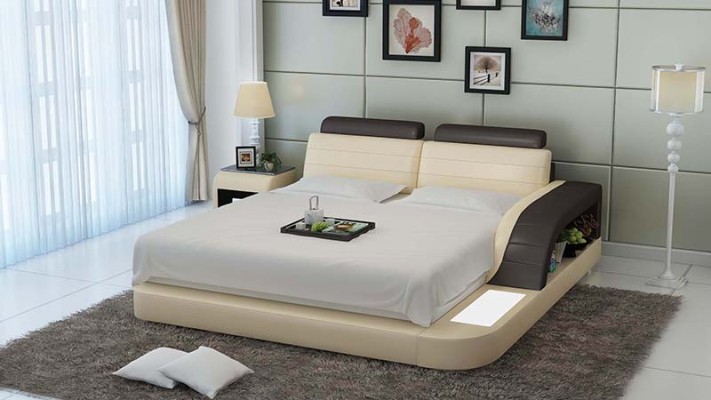 Дизайнерские кровати из кожи для спальни Luxus Bett в размерах 140/160/180 см.