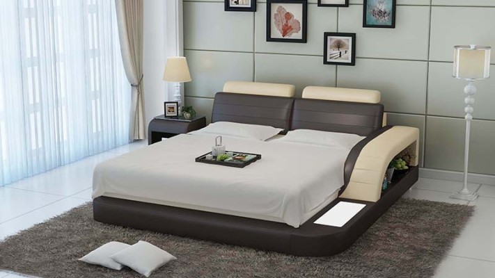 Дизайнерские кровати из кожи для спальни Luxus Bett в размерах 140/160/180 см.