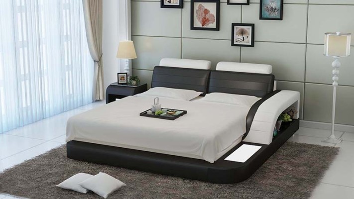 Дизайнерские кровати из кожи для спальни Luxus Bett в размерах 140/160/180 см.