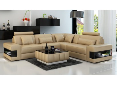 Кожаный диван-кровать современного дизайна для гостиной угловое декоративное оформление.
