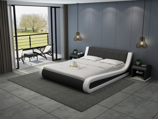 Кожаная кровать с USB-подушками, роскошная двуспальная 140/160/180 LB8829.