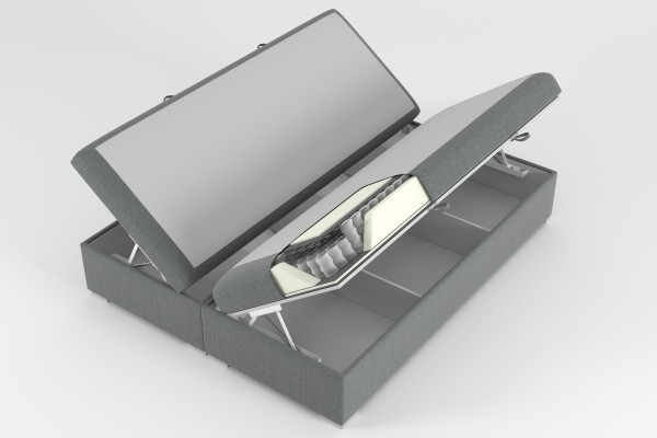 Комплект двуспальной кровати Boxspring с матрасом, топпером и функциональным ящиком для гостиниц.
