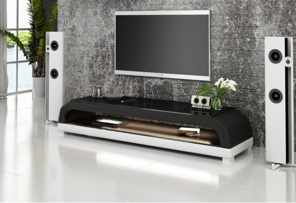 ТВ-тумба RTV кожаный стеклянный столик под телевизор дизайнерский шкаф № 6108