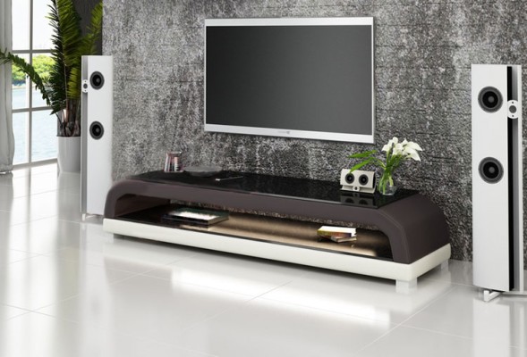 ТВ-тумба RTV кожаный стеклянный столик под телевизор дизайнерский шкаф № 6108