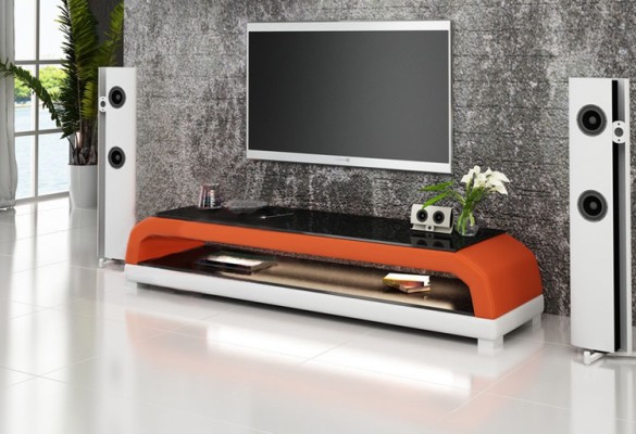 ТВ-тумба RTV кожаный стеклянный столик под телевизор дизайнерский шкаф № 6108