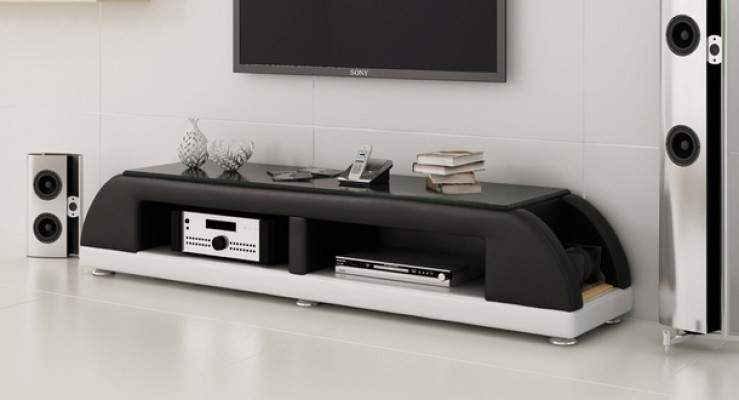 ТВ-тумба из кожи и стекла, стол, телевизионный шкаф, стол, низкий шкаф Mo.A