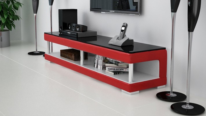 РТВ ТВ тумба из стекла и кожи стол телевизионный шкаф столик лоуборд Мо.C