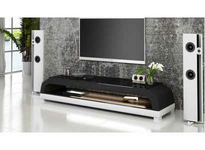 ТВ-тумба из кожи и стекла RTV, шкаф под телевизор, столик, тумба низкая Mo.G.