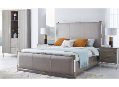 Кровать Тумбочка Комод 4-частный набор декора для спальни Дизайн Современный Роскошный