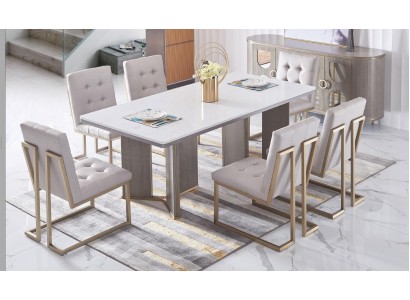 Esszimmer Design Möbel Stuhlgruppe Tisch 6 Lehn Stühle Set Garnitur Neu