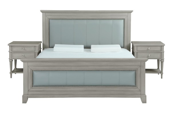 Двуспальная кровать Спальня Отель Супружеская роскошь Кровать 2x Прикроватная тумбочка Набор из 3 частей