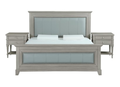 Двуспальная кровать Спальня Отель Супружеская роскошь Кровать 2x Прикроватная тумбочка Набор из 3 частей