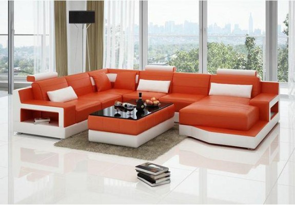 Кожаный угловой диван с USB дизайном гарнитуры углового дивана сидения Ulm