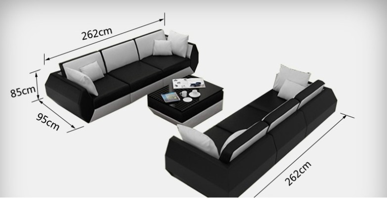 Ledersofa Couch Sofagarnitur 3+3 Sitzer Garnitur Design Modern Sofa Set USB Neu