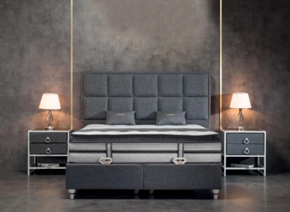 Schlafzimmer Set Grau Bett Design Modern Luxus 2x Nachttische 3 tlg  Спальный гарнитур серый дизайн кровати современный роскошный 2x тумбы 3 шт.