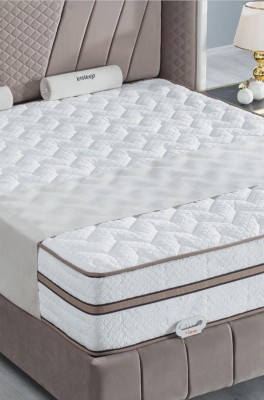 Роскошный набор спальни бежевого цвета: кровать, 2 прикроватные тумбы, мебель с подсветкой (3 предмета).