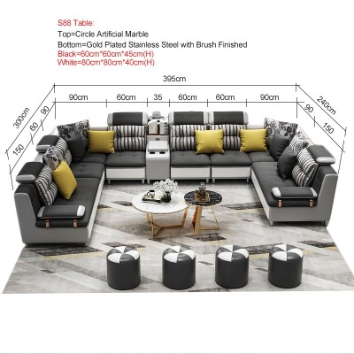 Кожаный угловой диван U-образный современный диван Кожаный угловой диван обивка.