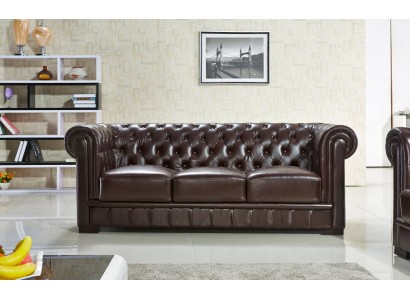 Dreisitzer Couch Polster Design Sofa Moderne 3er Sitz Sofas chesterfield braun