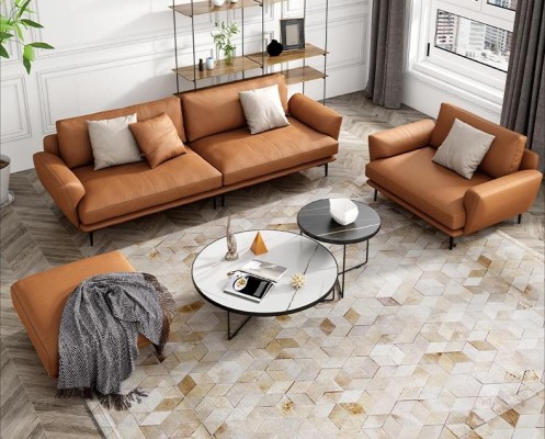 Мягкая диванная гарнитура из ткани для роскошной гостиной - набор диванов 3+2+1 кожаных налетов