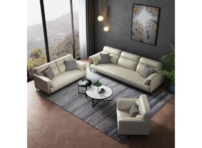 Luxuriöse Wohnzimmer Sofagarnitur 3+2+1 Set Garnitur Leder Polster Couchen Stoff