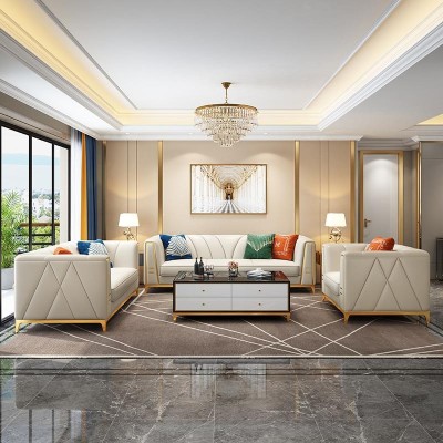 Медуза диван из нержавеющей стали с кожаной обивкой комплект мягкой мебели для гостиной из 4 частей.