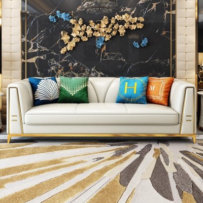 Медуза диван из нержавеющей стали с кожаной обивкой комплект мягкой мебели для гостиной из 4 частей.