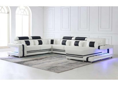 Ecksofa Sofa U Form Couch Polster Designer Leder Big Ledersofa Wohnlandschaft