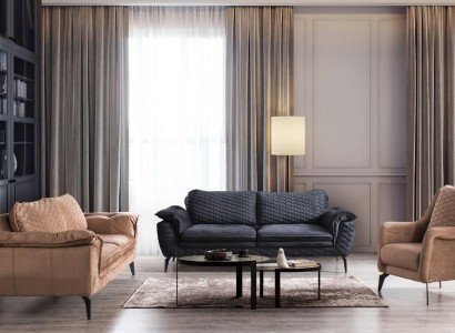 Sofa 3 Sitzer Grau Sofas Stil Luxus Wohnzimmer Couch Design Polster Stoff