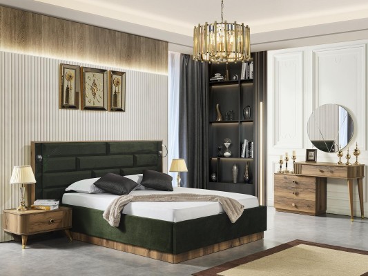 Роскошная кровать, 2 прикроватные тумбы, туалетный стол, 4-х предметный спальный гарнитур.