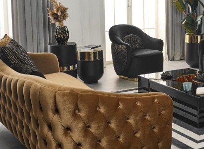 Sofa Chesterfield 3+1 Sitzer Couchen Möbel Couchtisch Sessel Textil Stoff