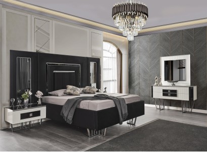 Schlafzimmer мебель Люкс кровать Текстиль с прикроватными столиками Комод Зеркало 5 предметов