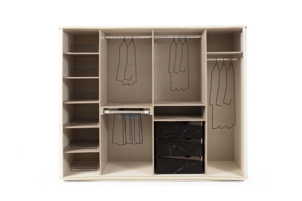 Современный спальный гарнитур: черная кровать + 2 прикроватные тумбы + 4-х дверный шкаф.