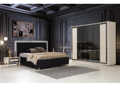 Кровать Честерфилд, 2 тумбочки, комод, зеркало, табуретка - спальный гарнитур, 6 предметов.