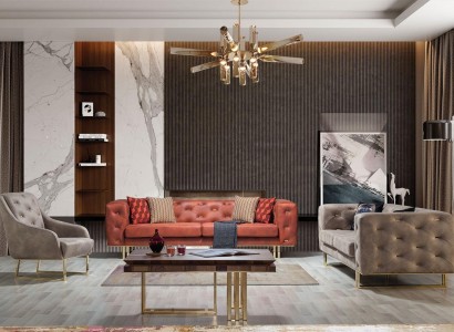 Chesterfield Цветной диван Группа мебели Софа 3+3+1 Текстиль
