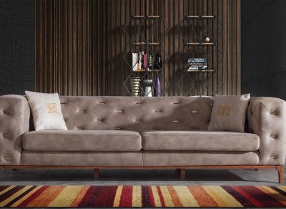Sofa Couch 3 Sitz Polster Wohnzimmer Couchen Designer Möbel Taupe Luxus