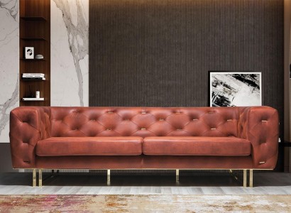 Chesterfield текстиль диван из ткани Изысканный дизайн Классическая мебель коричневый 3-местный