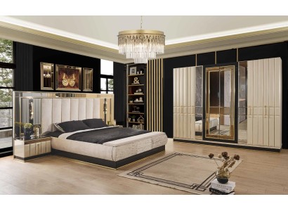 Кровать, ночной столик, шкаф - комплект для спальни, современный дизайн, 4 предмета.