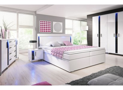 Дизайн спальни, комплекты мебели: шкаф, кровать, комод, прикроватная тумба.