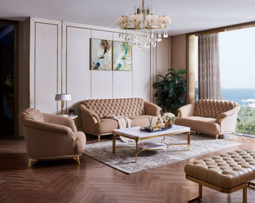 Французский диван Chesterfield Design Подборка мягких плетеных мебель 3+2+1 кожа роскошь