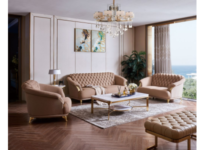 Французский диван Chesterfield Design Подборка мягких плетеных мебель 3+2+1 кожа роскошь