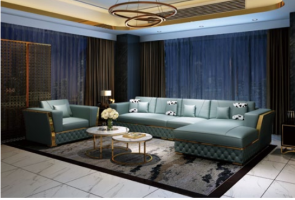 Диван-гостиная угловой диван L-образной формы с комплектом кресел Декор гарнитура Современный диван из кожи