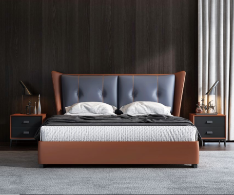 Итальянская спальня Кровати Стиль Мебель дизайнерская кровать + 2 тумбочки