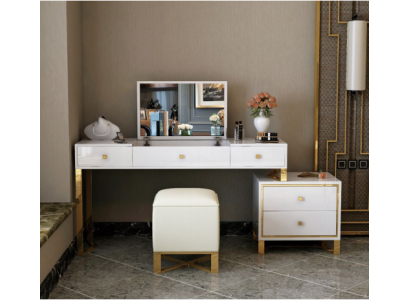 Туалетный столик с зеркалом и табуретом. Полный комплект. Комод. Новый. Набор из 3 предметов для спальни.