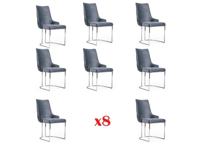 Обеденные стулья Обеденная гарнитура Набор 8x стульев Набор группа Честерфилд