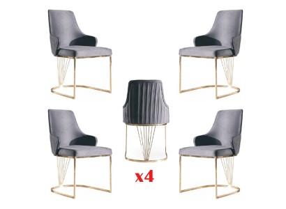 Группа из 4-х кресел стульев с дизайнерским текстильным обивкой для столовой.