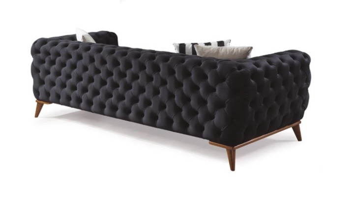 Sofa 3 Sitzer Schwarz Luxus Möbel Chesterfield Schlafsofa Bett 3er