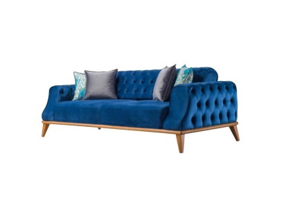 Sofa 3 Sitzer Blau Wohnzimmer Klassische Chesterfield Elegantes Stil